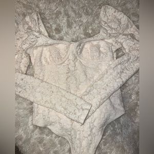 White Flower Lace Body Suit